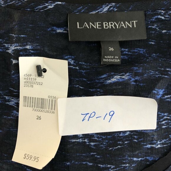 Lane Bryant Light Tank Top Sheer Blue Print Polyes - Picture 2 of 6